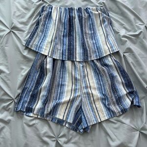 blue romper with pockets